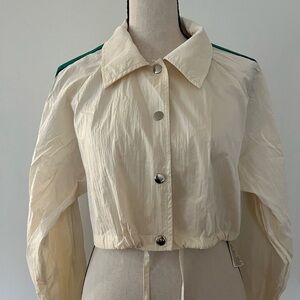 Zara Cream Utility Jacket with Green Accents